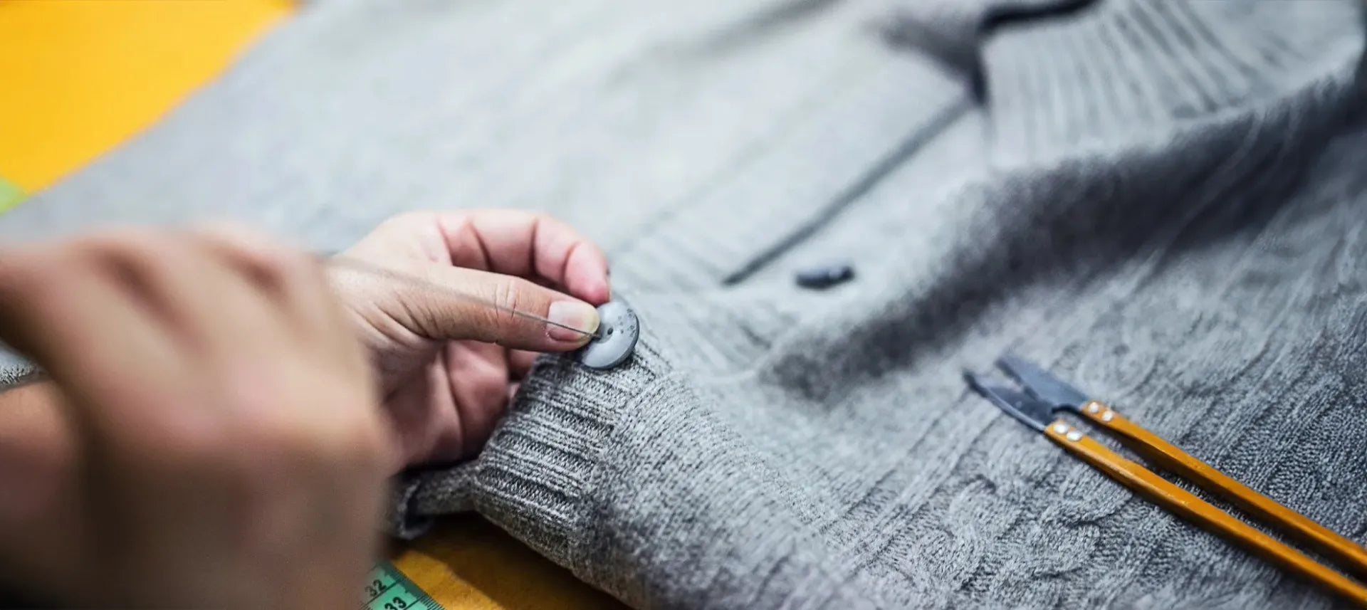 An artisan knitting