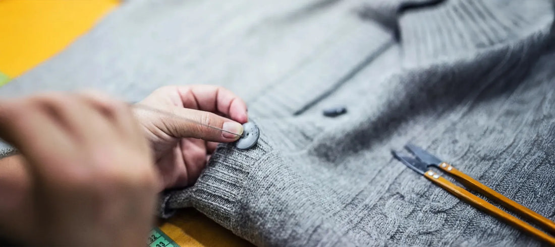 An artisan knitting
