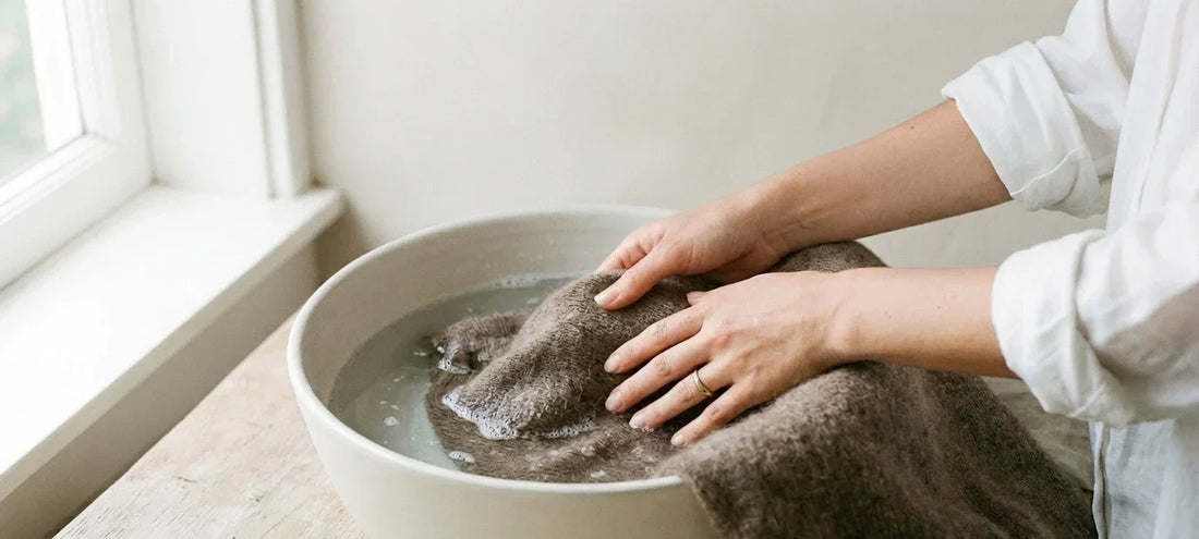 Hand washing yak wool sweater