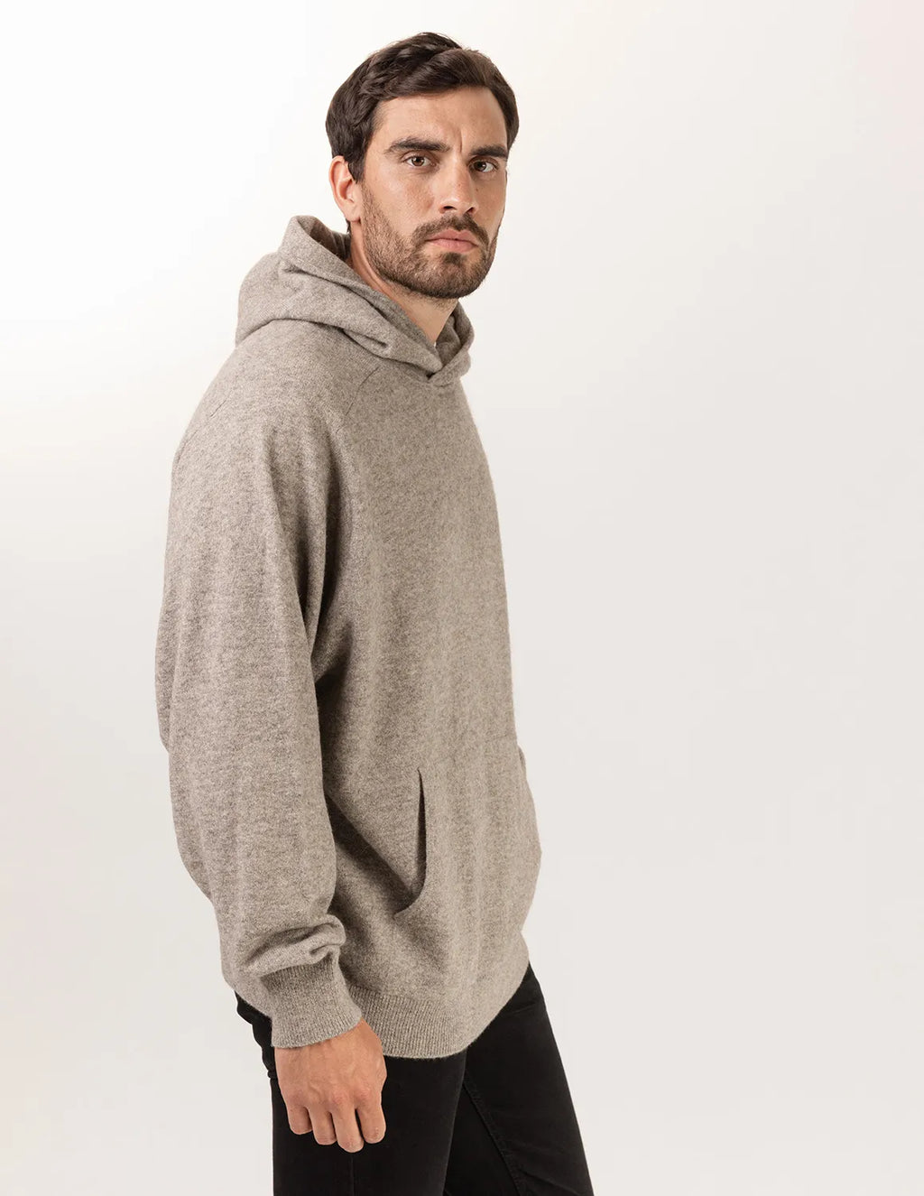 Man wearing a gray hoodie on a white background - Natural Grey