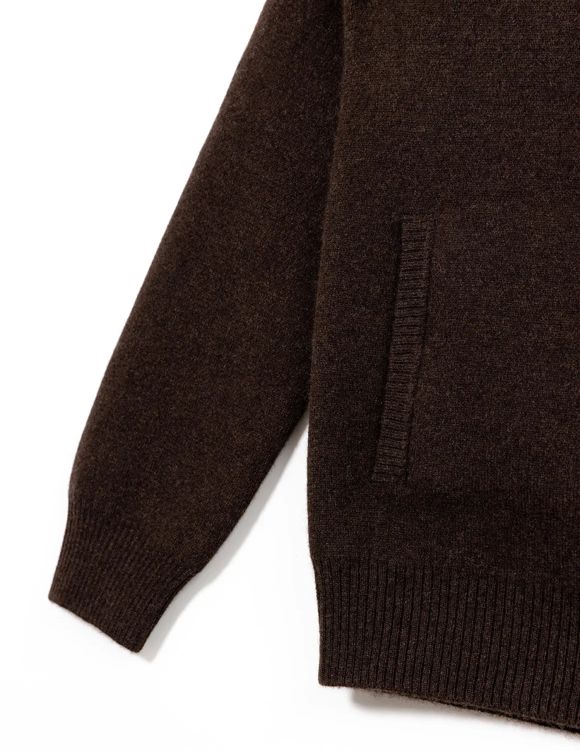 Brown sweater sleeve and hem on a white background- Natural Brown